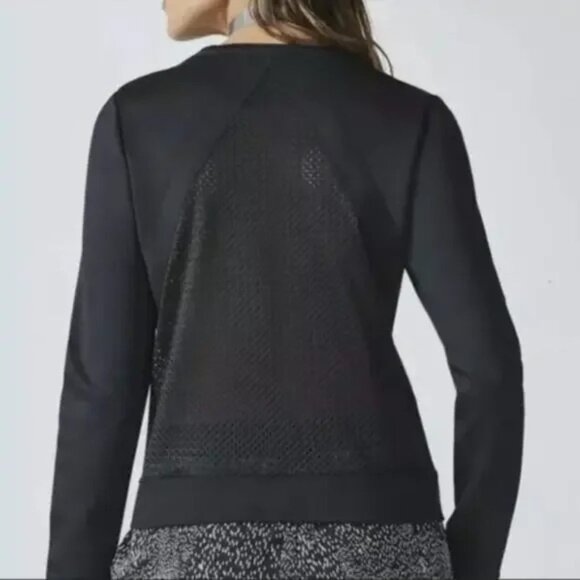 Fabletics Black Mesh Neoprene Panel Long Sleeve Sweatshirt XL Athletic Top - Picture 3 of 11